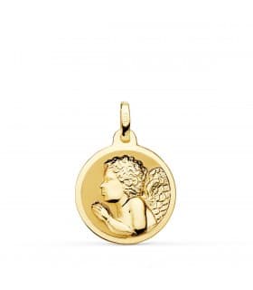 Médaille Ange en prière Or 18K  18 mm Brillante