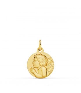 comprar joyeria online- Medalla Angelito Rezando Oro 18K 14mm Mate - joyas para bebe