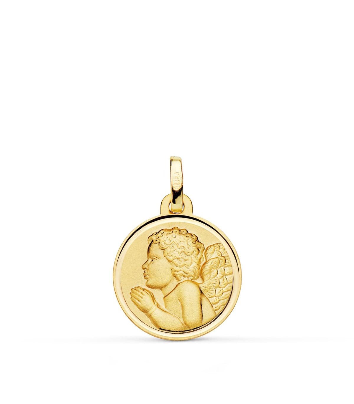 Medaglia con Angelo in preghiera in Oro giallo 18kt 16mm, regalo bambini