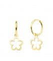 Aros Colgante Flor Oro Amarillo 18k