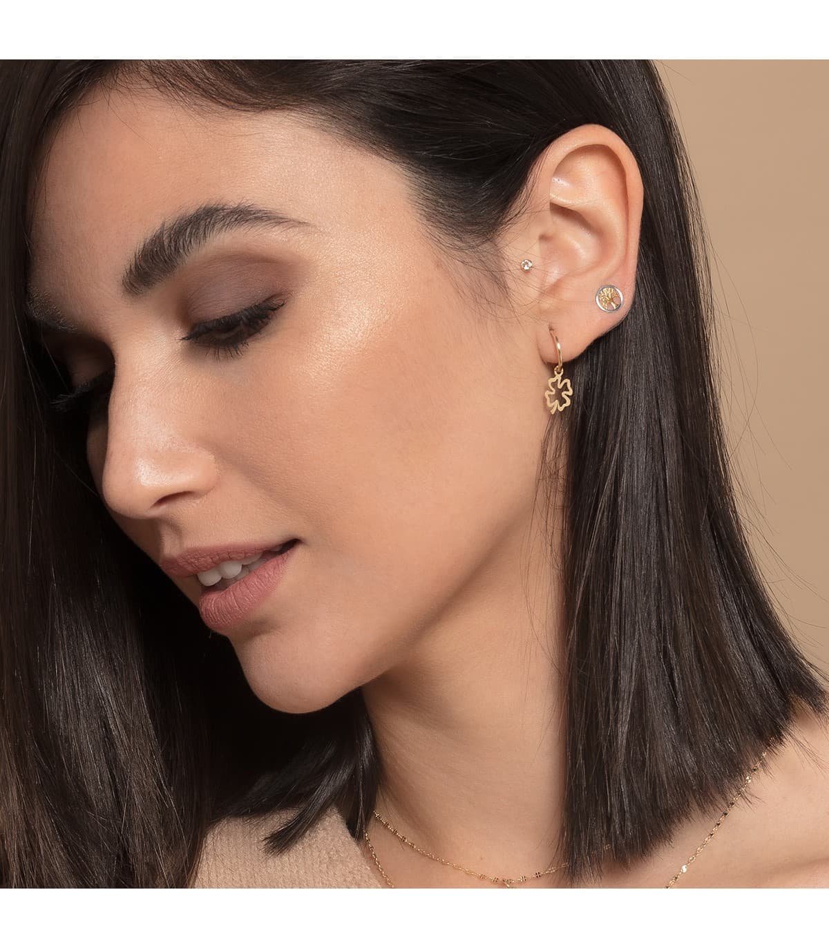 Boucles d'oreilles femme arbre de vie Or BI 18K