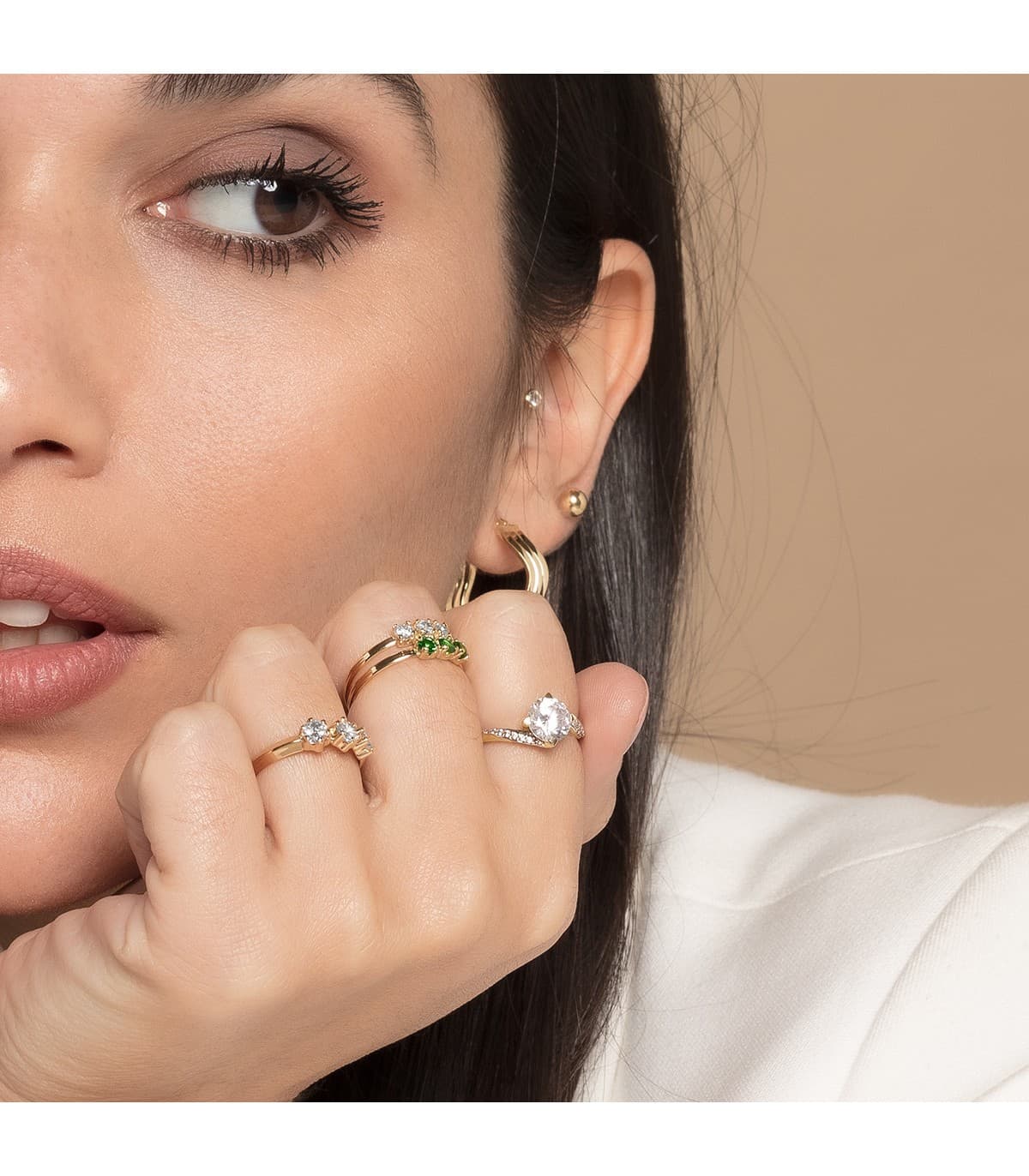 Solitario donna oro 18kt Berna: gambo incrociato e pietra 7 mm
