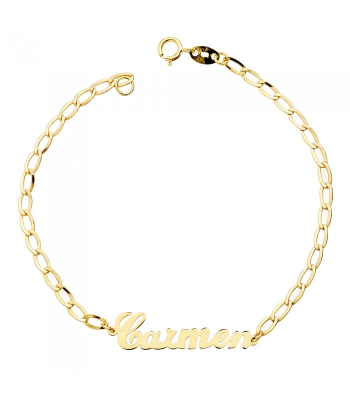 Bracciale personalizzabile oro giallo 18kt Nome, ideali per bambini e battesimo