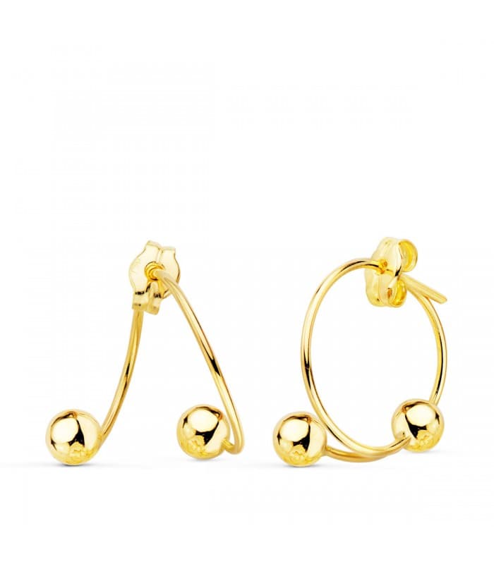 Pendientes Sand Aros Balls Oro 18K