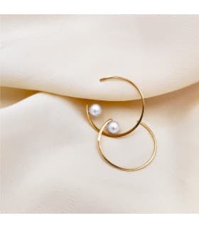 Pendientes Sand Aros Pearl Oro 18K