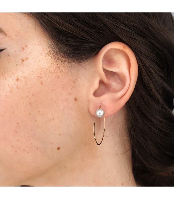 Pendientes Sand Aros Pearl Oro 18K