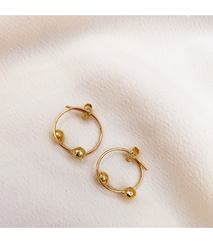 Pendientes Sand Aros Balls Oro 18K