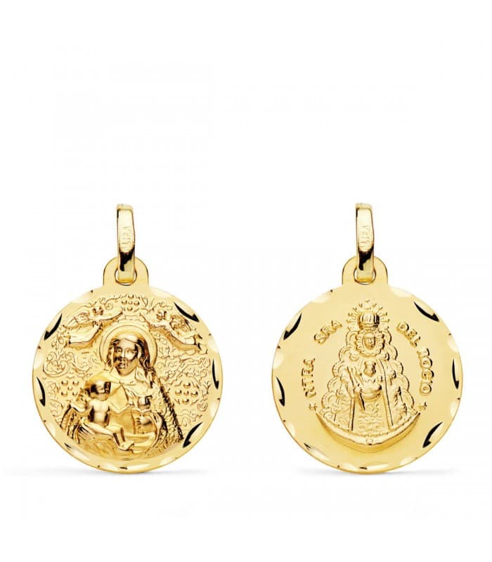 Escapulario V. del Rocío y V. de Cinta Oro 18k 18 mm
