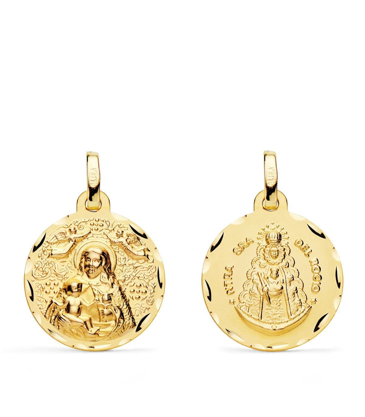 Escapulario V. del Rocío y V. de Cinta Oro 18k 18 mm