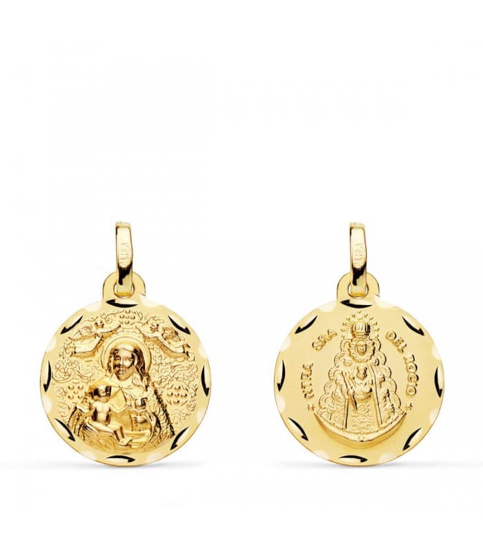 Escapulario V. del Rocío y V. de Cinta Oro 18k 16 mm