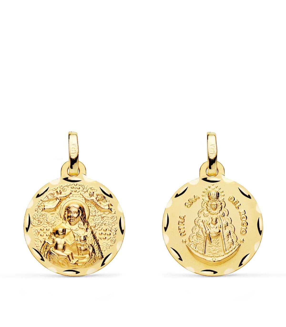 Escapulario V. del Rocío y V. de Cinta Oro 18k 16 mm