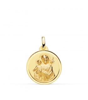 Medaglia San Giuseppe oro 18kt 18mm bordo lucido