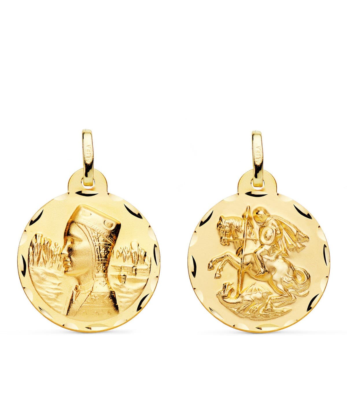 Scapolare San Giorgio e Montserrat Oro 18Kt 20 mm intagliato