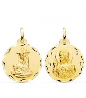 Virgen de las Angustias. Medalla religiosa tallada fabricada en España de oro 18 ktes