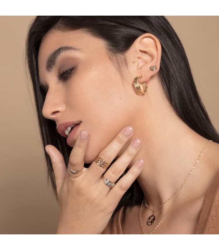 Anillo de mujer con motivos de delfines, sortija oro 18k
