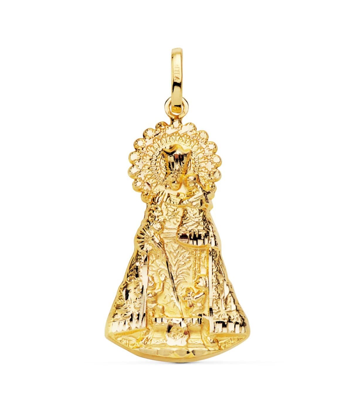Medalla silueta Virgen Desamparados tallada 33