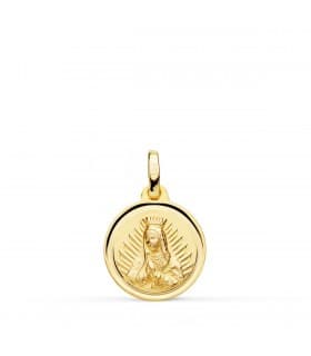 Médaille Vierge Guadalupe Mexique Or 18 k rond 14 mm
