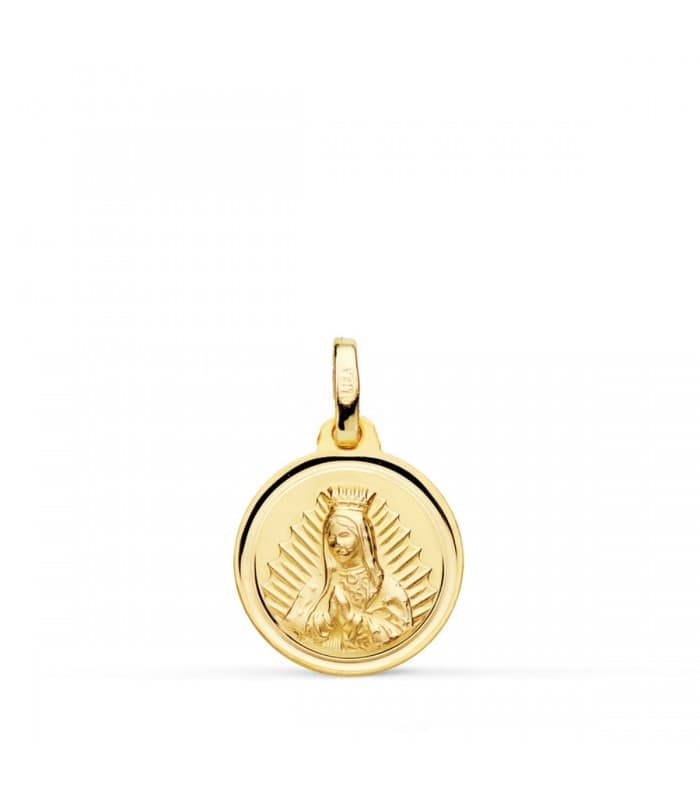 Médaille Vierge Guadalupe Mexique Or 18 k rond 14 mm