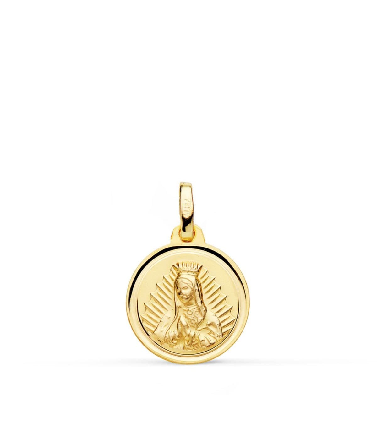Medalla Virgen Guadalupe México Oro 18k redonda 14mm