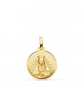 Médaille Vierge Guadalupe Mexique Or 18k ronde 16 mm personnalisée