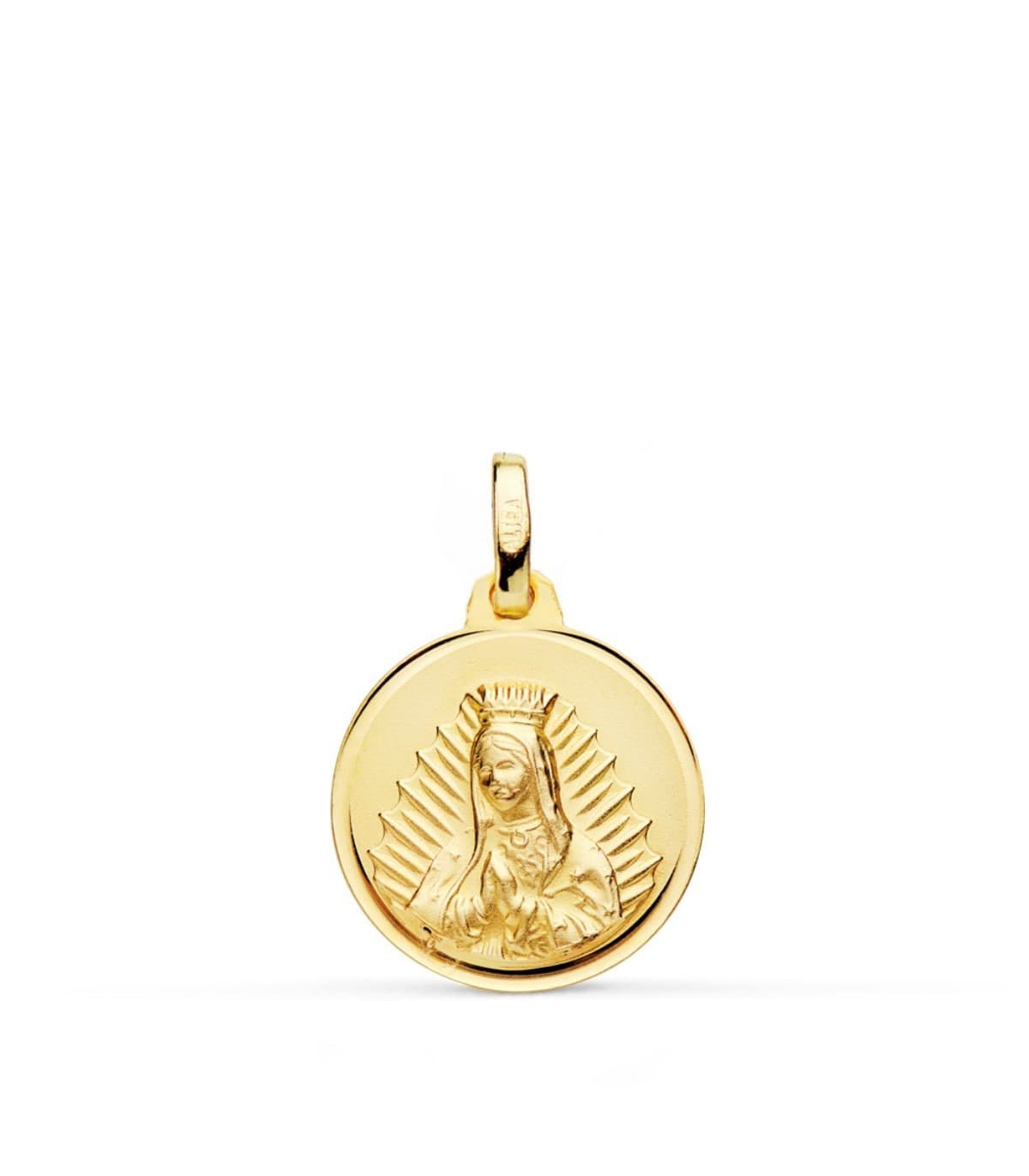 Médaille Vierge Guadalupe Mexique Or 18k ronde 16 mm personnalisée