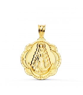 Medalla Virgen Rocío Oro 18K 25mm Pandereta