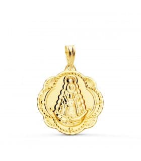 Medalla Virgen Rocío Oro 18K 22mm Pandereta