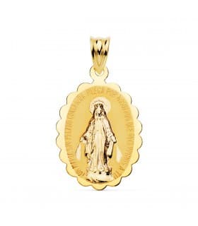 Medalla Virgen Milagrosa Oro 18K 25mm Brillo