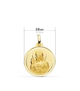 Escapulario V. del Pilar y C. Jesús Oro 18k 18 mm