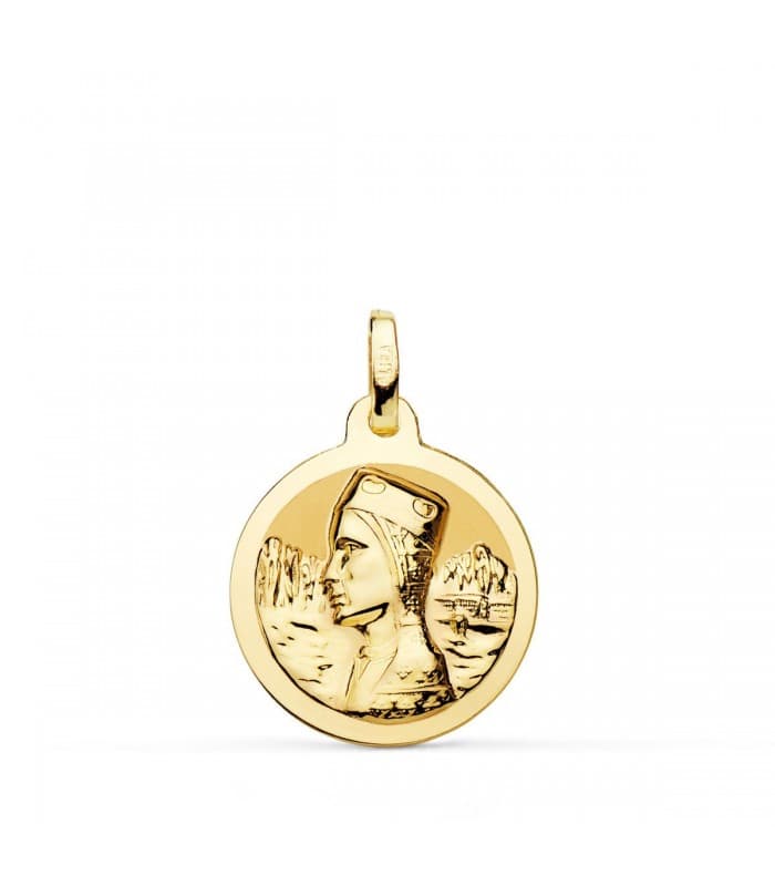 Medalla Virgen de Montserrat Oro 18K 18mm Brillo