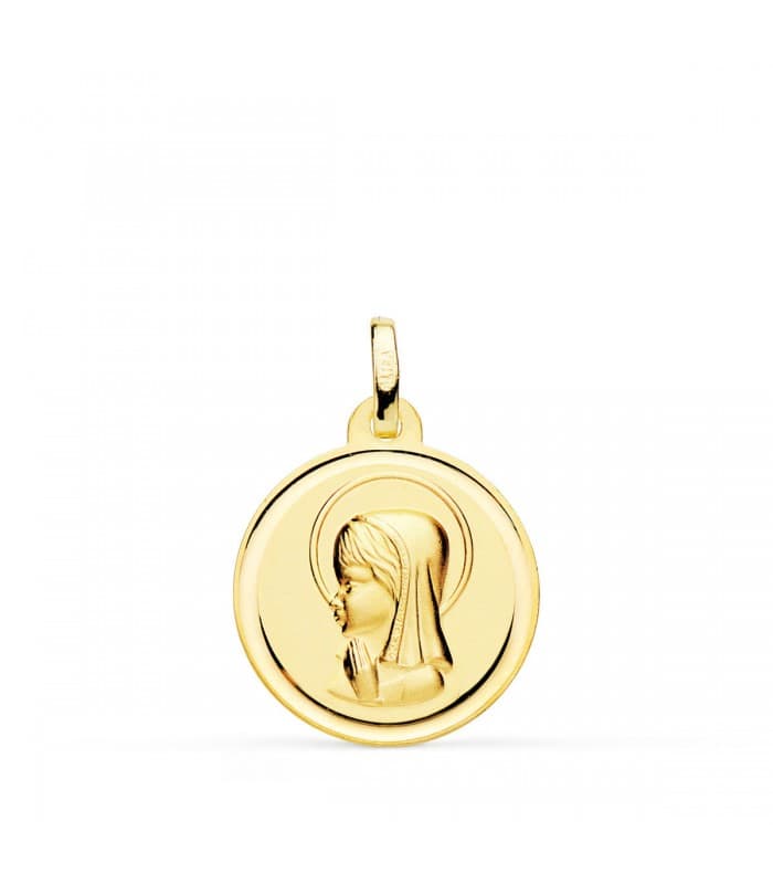 Medalla Virgen niña Oro 18K 18mm Bisel