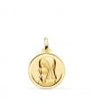 Medalla Virgen niña Oro 18K 18mm Bisel Oración