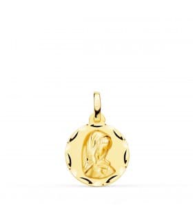 Medalla Virgen Niña Oval Oro Amarillo 18 K 14 MM