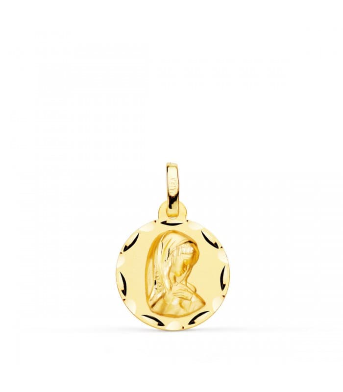 Medalla Virgen Niña Oval Oro Amarillo 18 K 14 MM