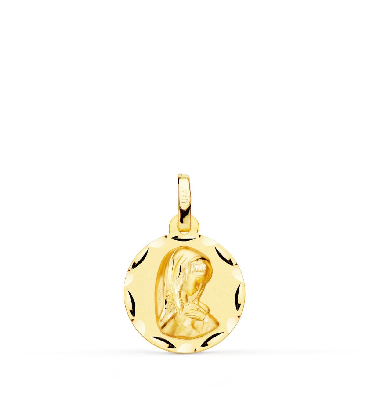 Medalla Virgen Niña Oval Oro Amarillo 18 K 14 MM