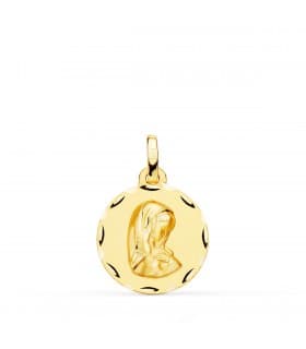 Medalla Virgen Niña Oval Oro Amarillo 18 K 16 MM
