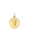 Medalla Virgen niña bisel 18 Ktes 16 mm