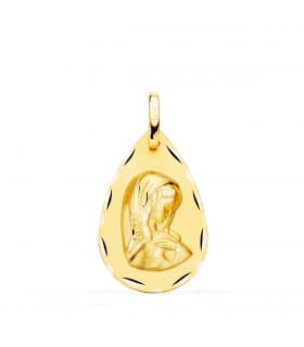 Medalla Virgen Niña Oval Oro Amarillo 18 K 21 MM
