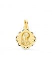 Médaille Vierge Facetté Mate Or Jaune 18 K 16 MM