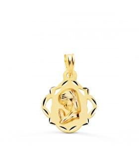 Medalla Virgen Niña Calada Oro Amarillo 18 K19 MM