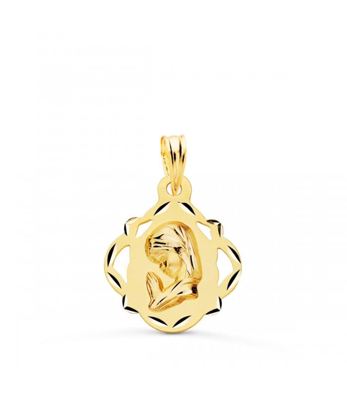 Médaille Vierge Entourée Or Jaune 18 K19 MM