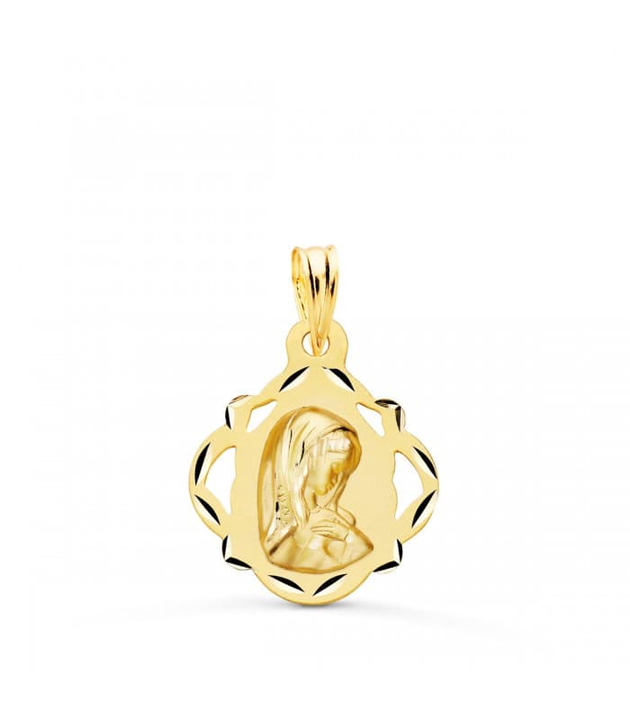 Médaille Vierge Entourée Or 18k 19mm