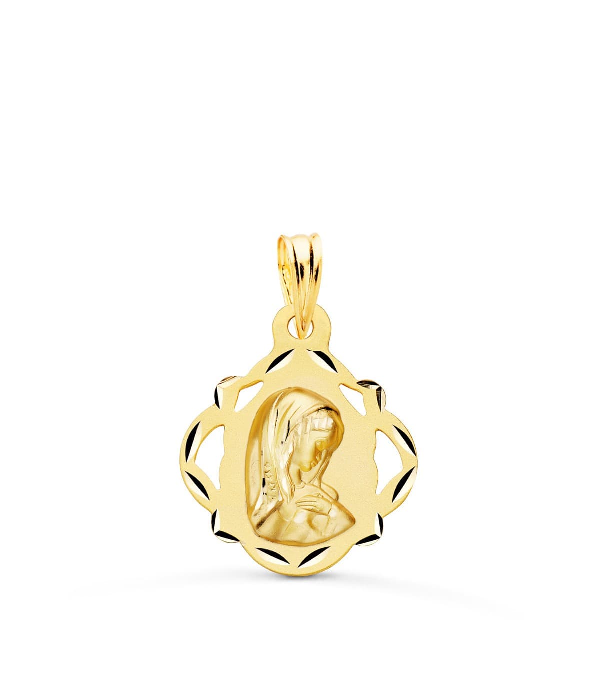 Médaille Vierge Entourée Or 18k 19mm