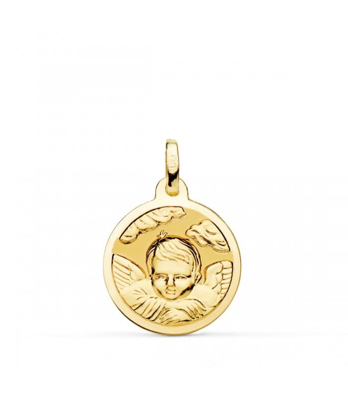 Médaille Ange sur les Nuages Or 18K 18mm Brillante