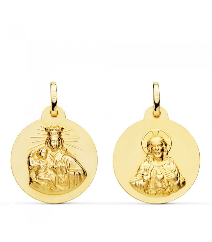 V. Carmen y C. Jesús Oro 18K Escapulario 20mm