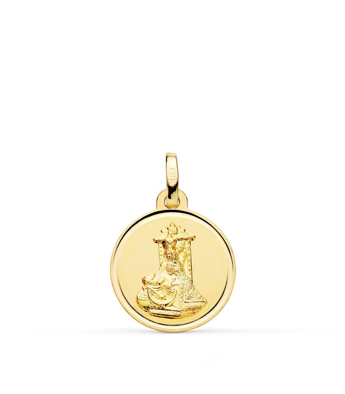 Medalla Virgen de las Angustias Oro 18K 16 mm Bisel