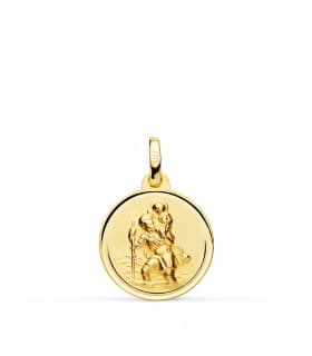 Medalla San Cristóbal Oro 18K 16mm Bisel