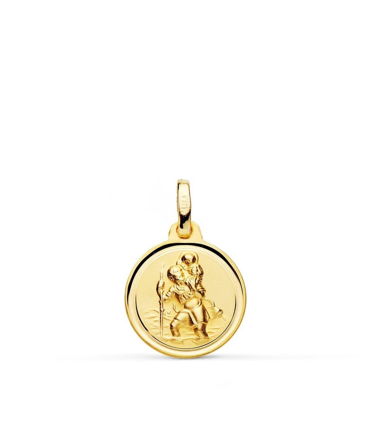 Medaglia San Cristoforo oro 18kt 14 mm, medaglietta antica per battesimo