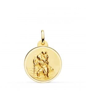 Medalla San Cristóbal Oro 18K 20mm Bisel