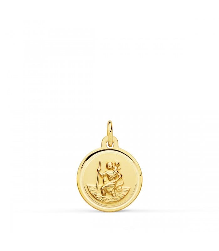 Medalla San Cristóbal Oro 18K 12mm Bisel